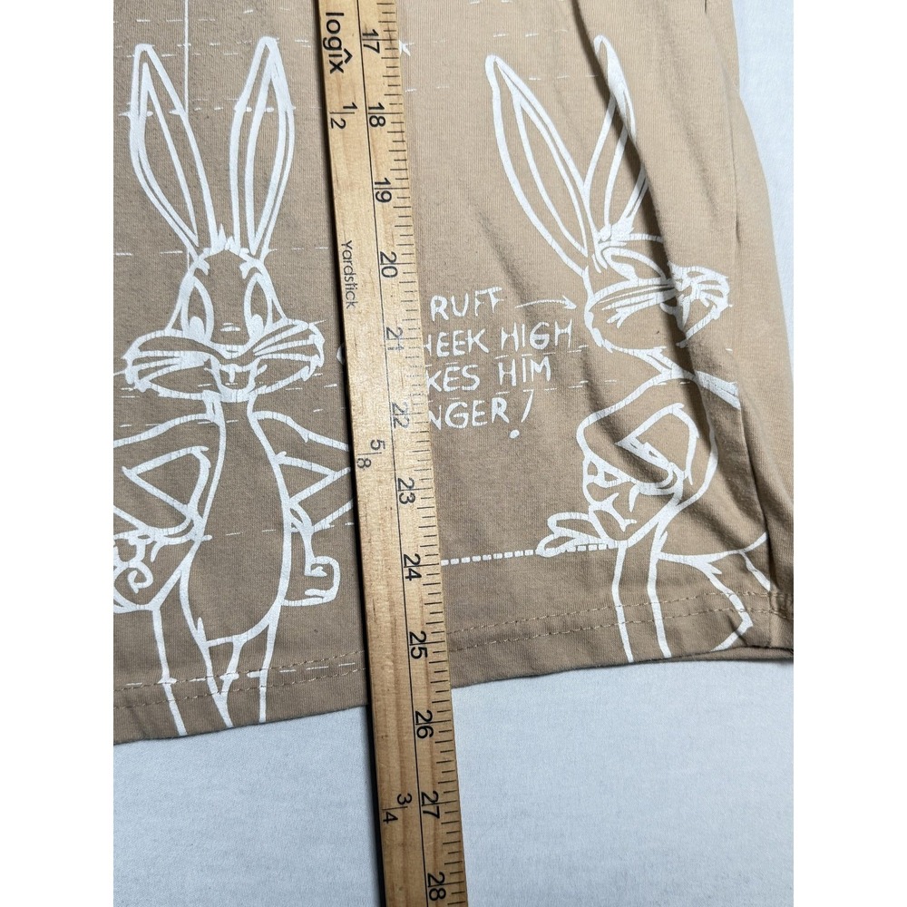 Looney Tunes Southpole Shirt Mens Medium Beige Bugs Bunny Blueprint Graphic Tee - Picture 5 of 8